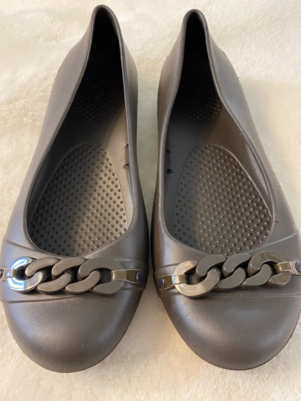 Crocs Gianna Link Ballet Flats Dark Brown Size 7 - Picture 2 of 6